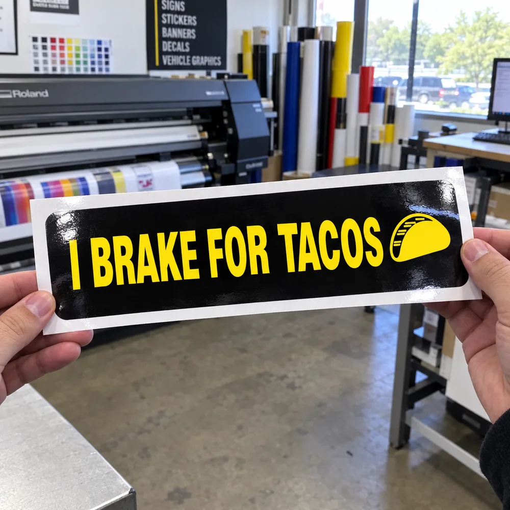 I brake for tacos, on the backing