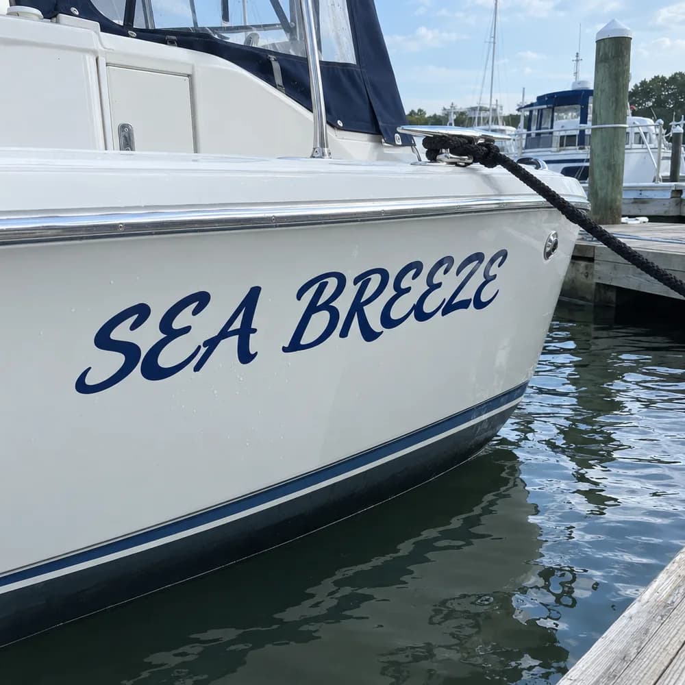 Boat name on the hull