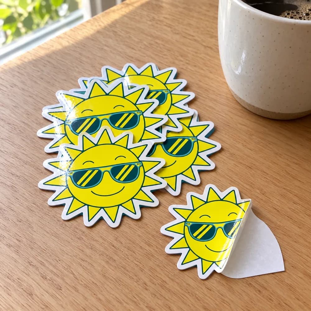 Sun die cuts, one half peeled