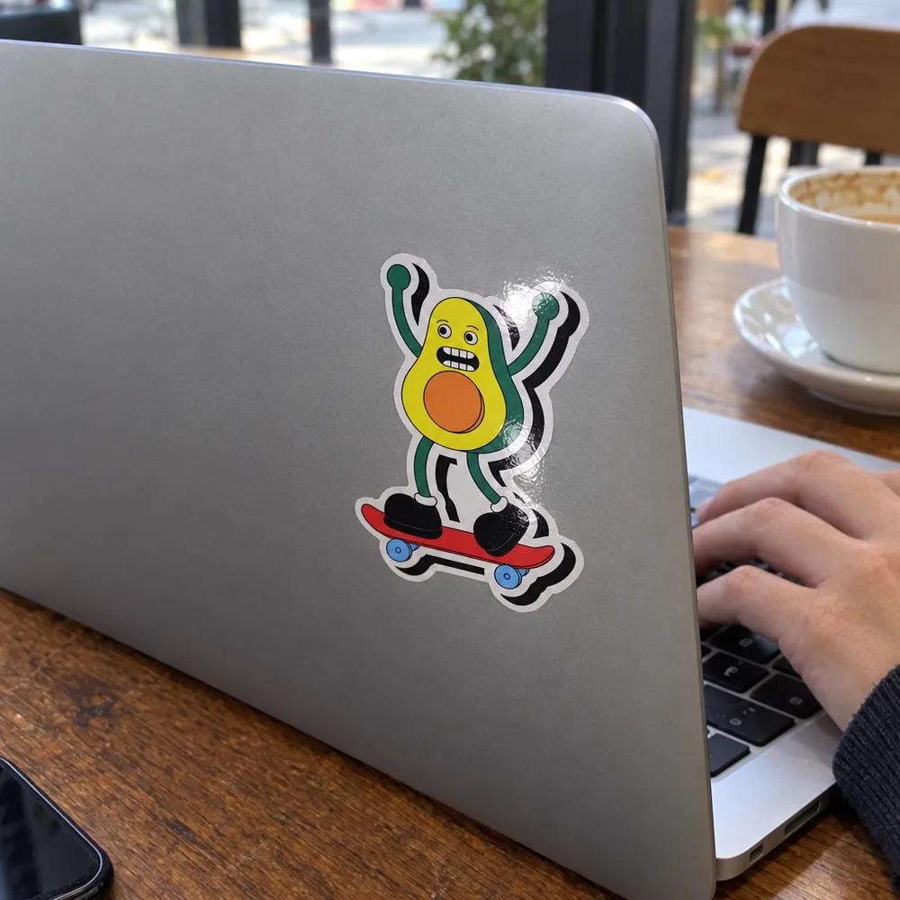 Skating avocado on a laptop lid