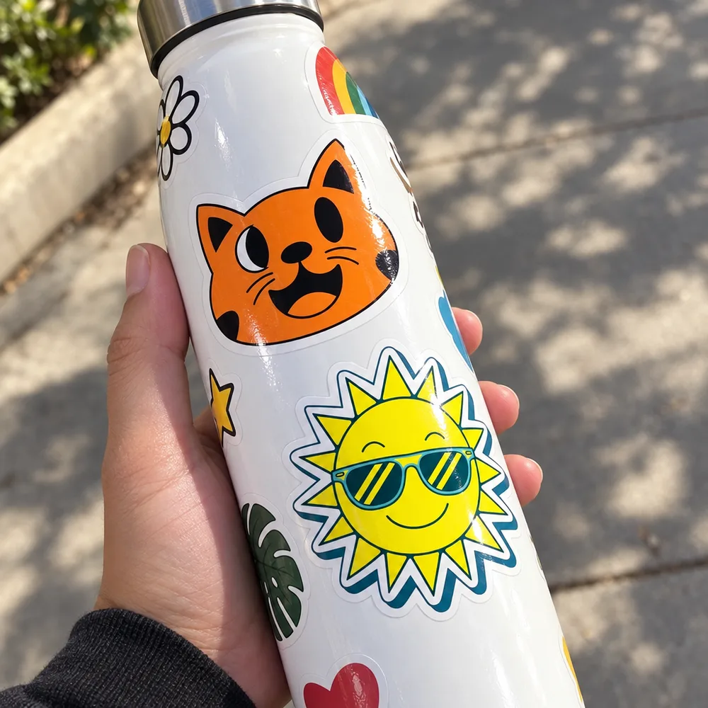 Bottle, stickered, Out in the wild