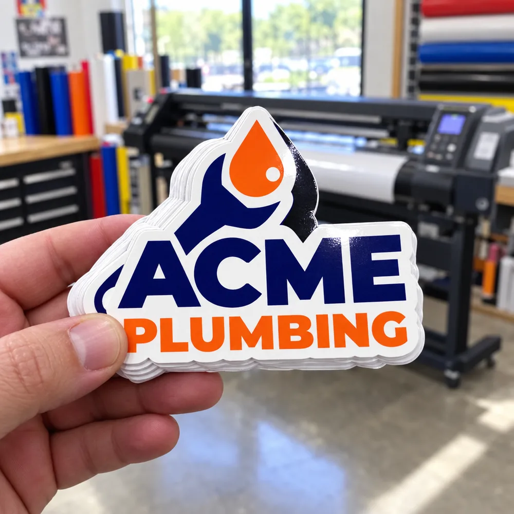 Plumbing logo, a stack fresh off the plotter
