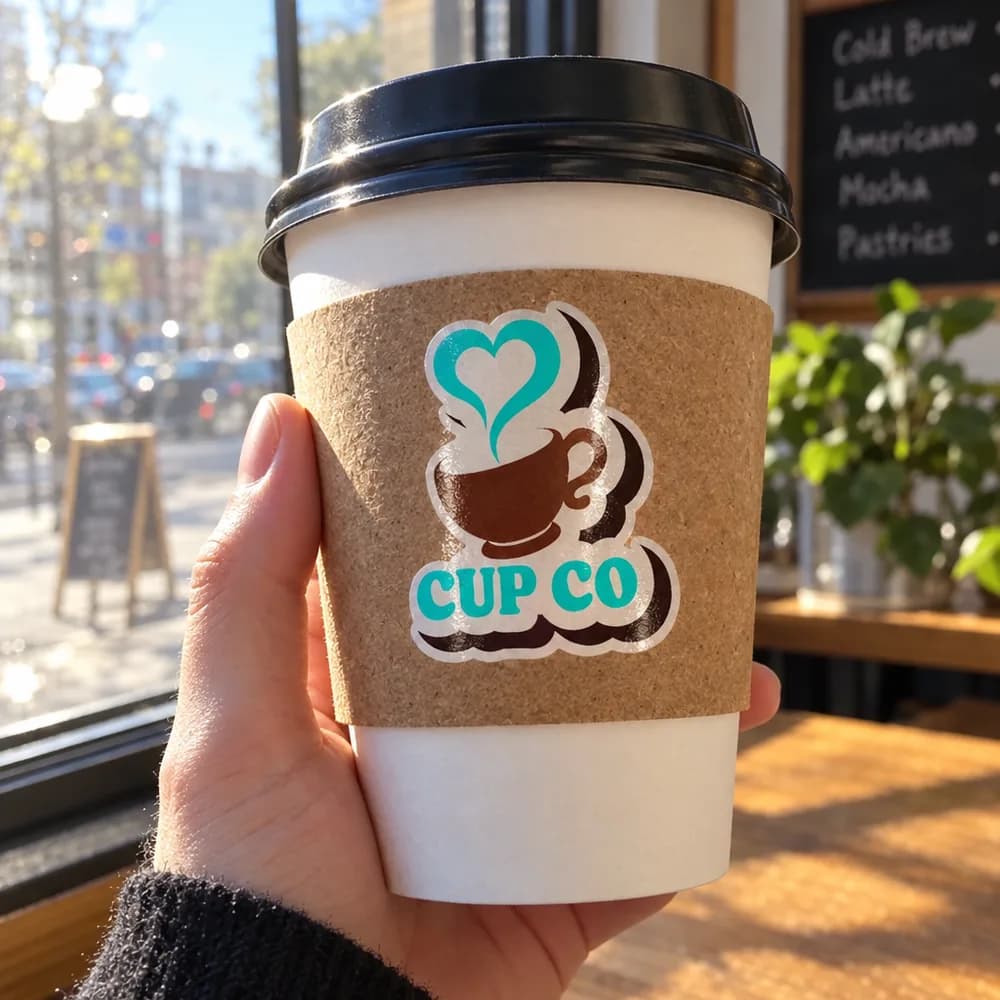 Coffee cart logo on a cup sleeve