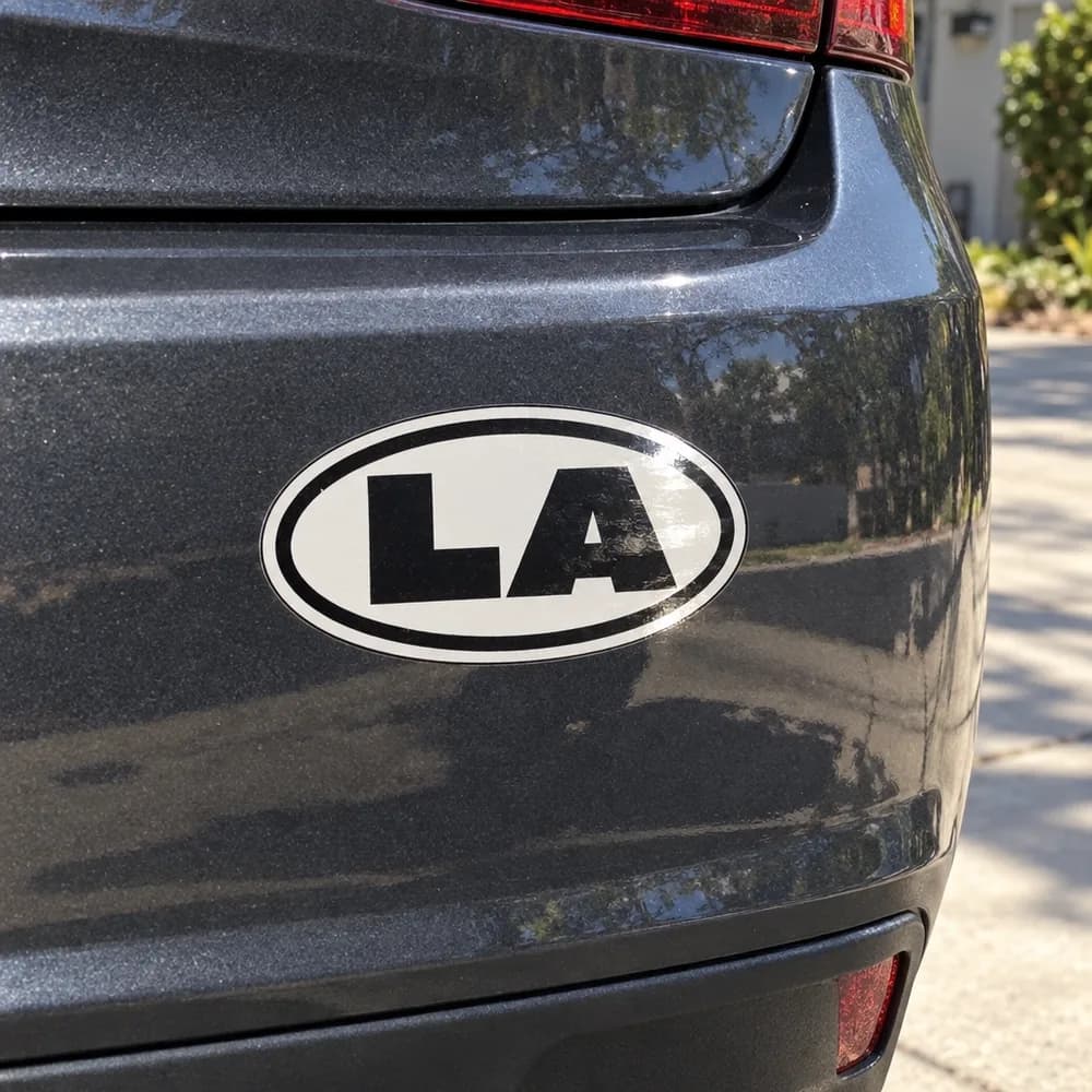 LA euro oval on a bumper, Oval Stickers