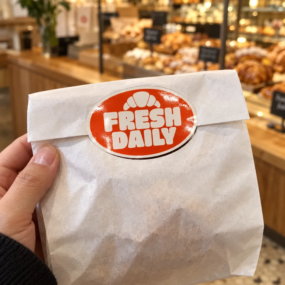 Bakery oval sealing a bag, Oval Stickers