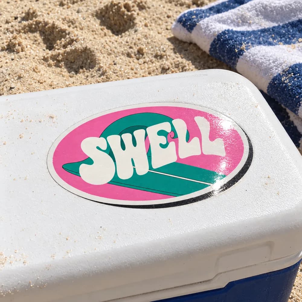 Surf oval on a cooler, Oval Stickers