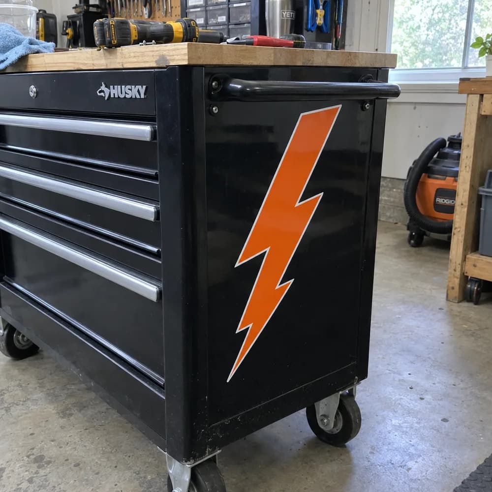 Lightning bolt on a toolbox